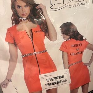 Caught Up Two 2 Piece Prison Jail Inmate Costume Cosplay Halloween Dress Up Set